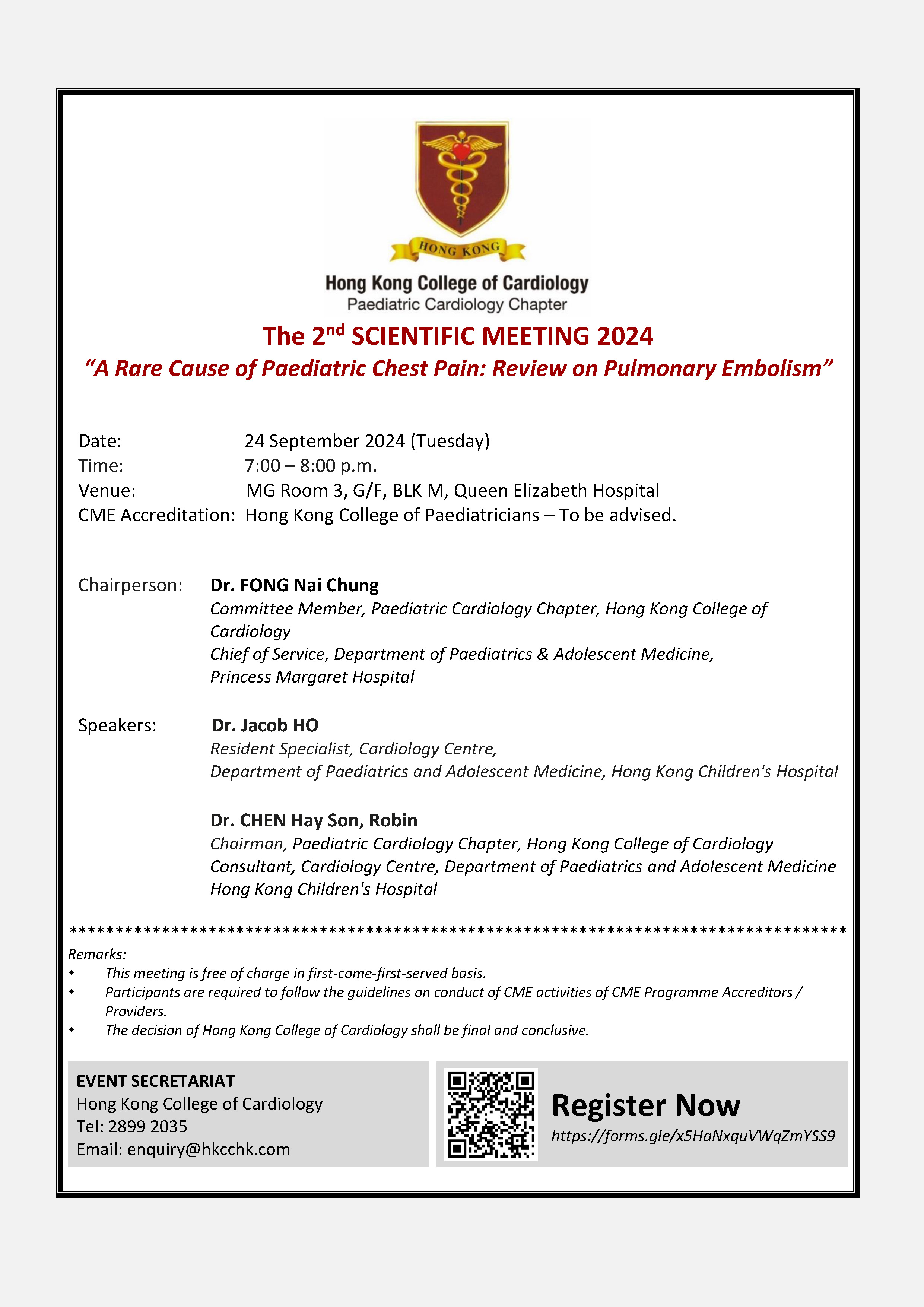 The 2nd Scientific Meeting 2024 of Paediatric Cardiology Chapter
