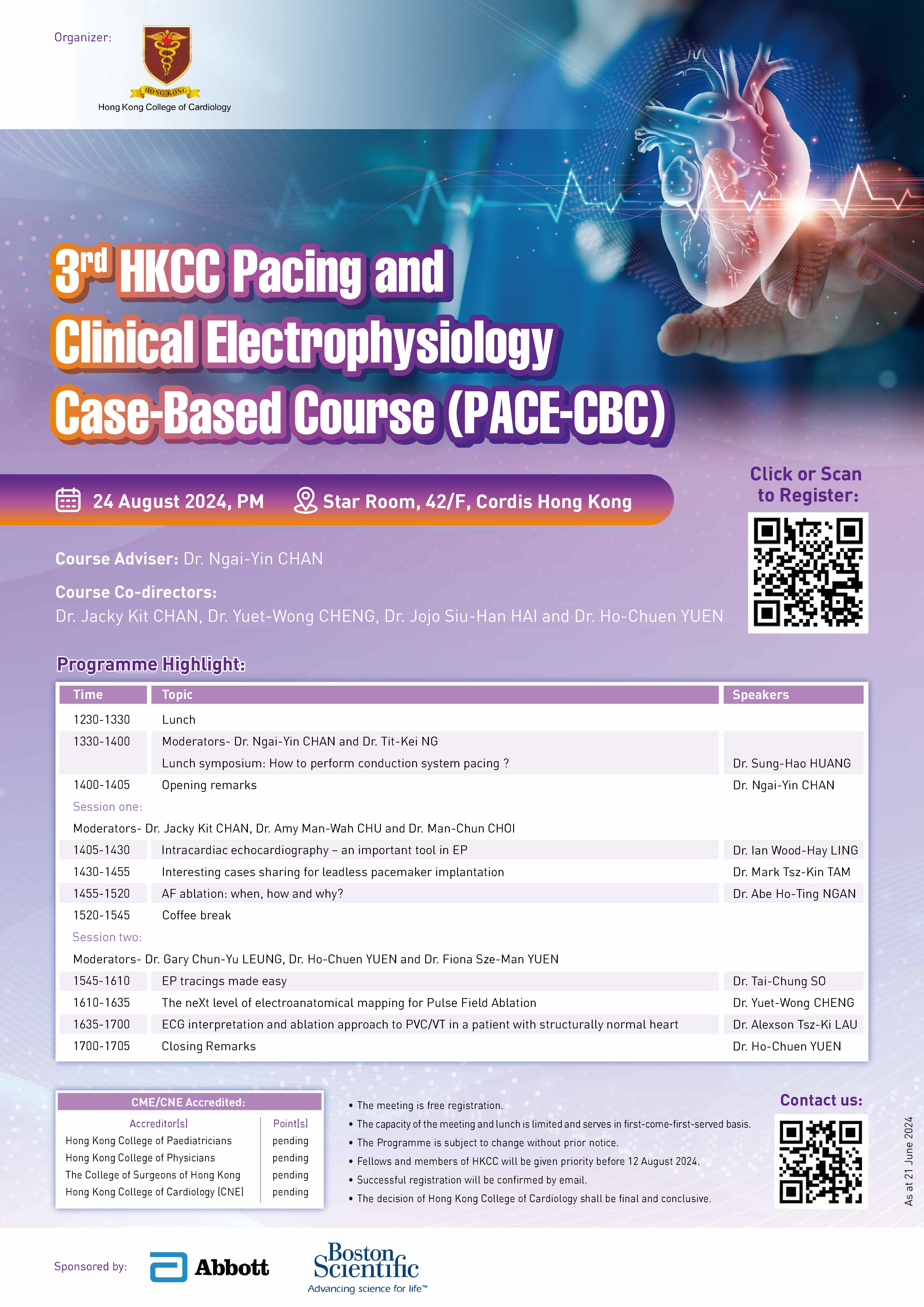 3rd HKCC Pacing and Clinical Electrophysiology Case-Based Course (PACE-CBC)